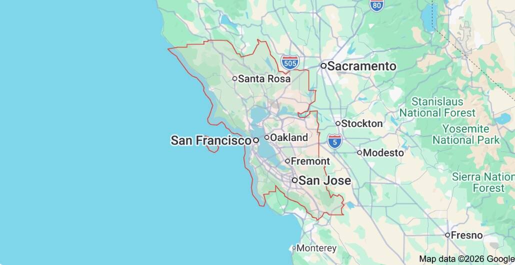 A map of California's Bay Area