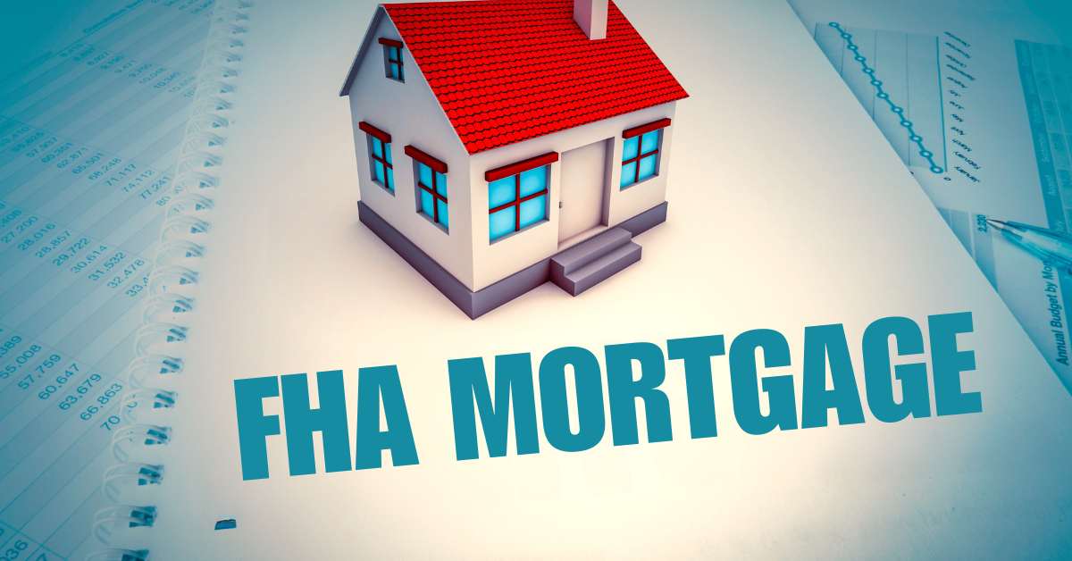 A little Scottsdale house with a red roof with the words FHA mortgage underneath