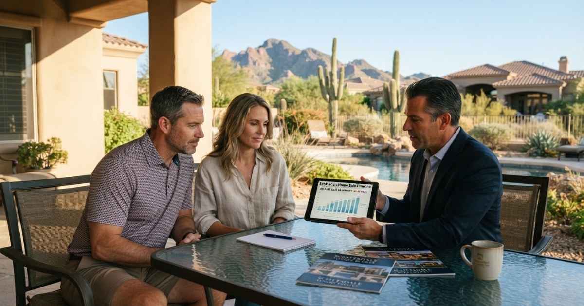 Scottsdale home sellers sitting with their Scottsdale Realtor asking how long it will take to sell their home