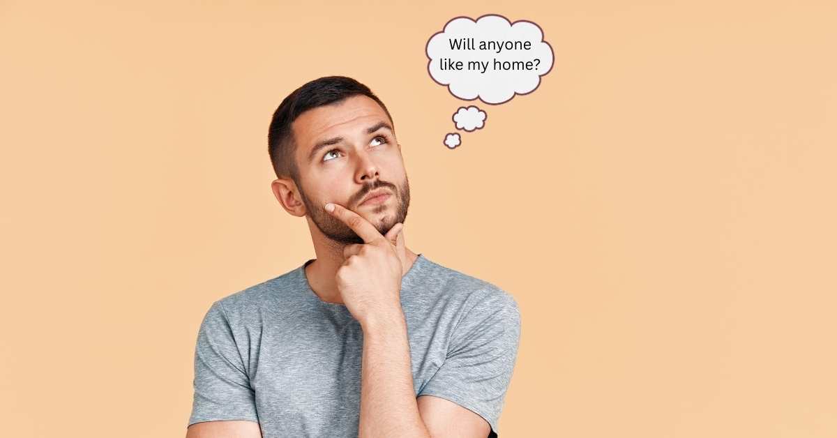 A man with a thought bubble wondering if anyone will like his Scottsdale home for sale