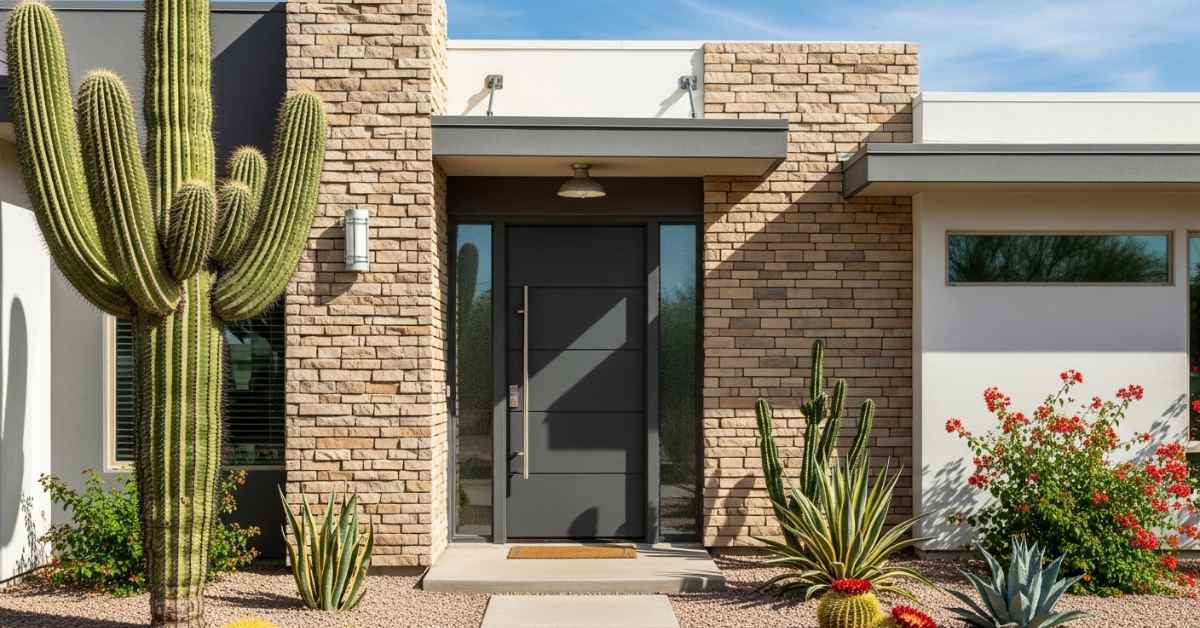 A new steel front door on a home in Scottsdale