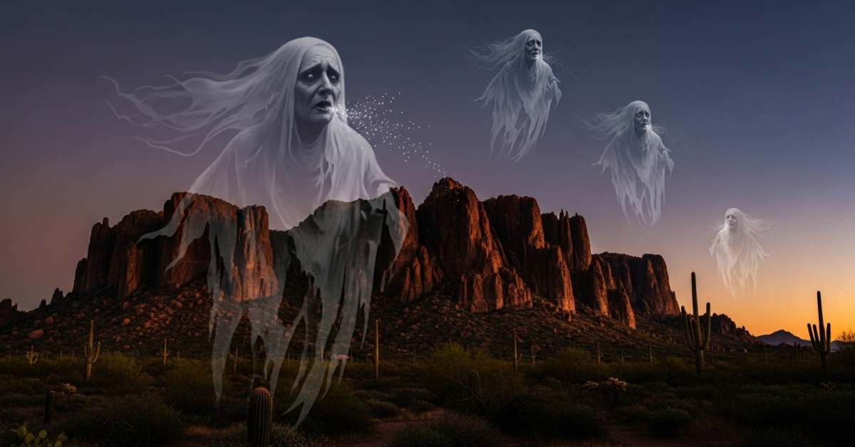 Whispering ghosts floating around the Superstition Mountains in Arizona