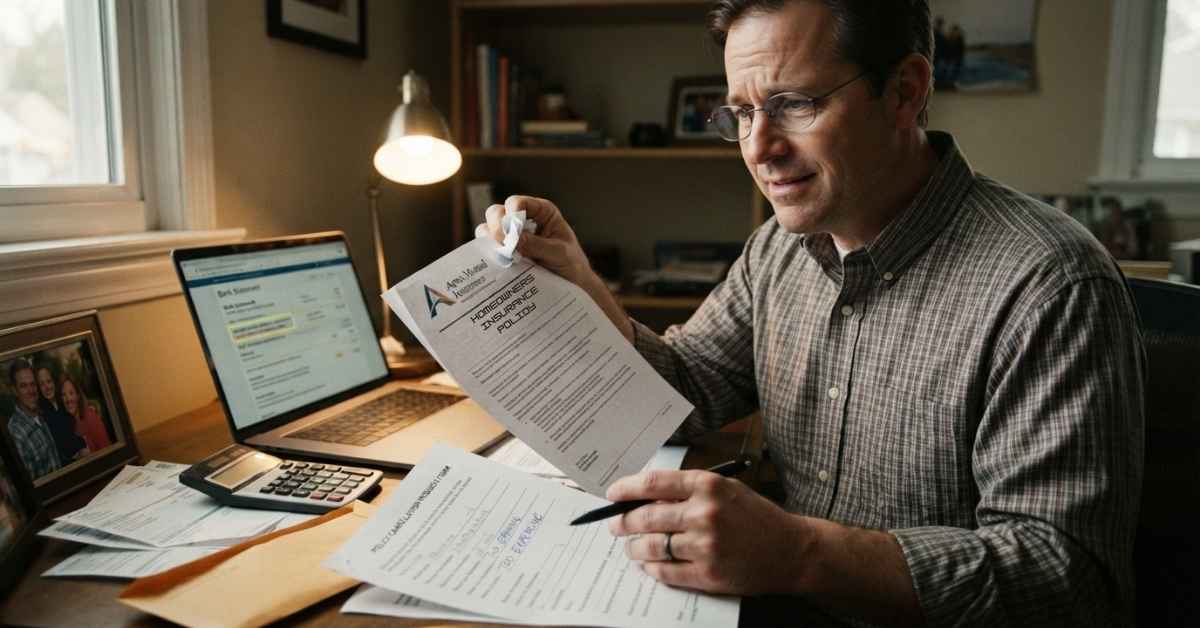 An unhappy man contemplating dropping his homeowners insurance on his home in Scottsdale