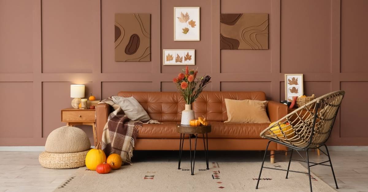 A living room painted a light brown, tan color in a home in Scottsdale
